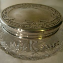 Sterling silver and cut glass dresser jar