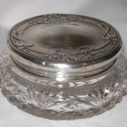 Sterling silver and cut glass dresser jar