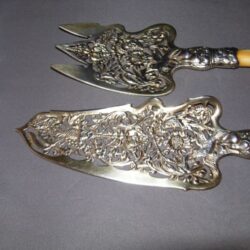 Bone and sterling silver fish serving set