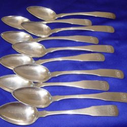 Set of coin silver place spoons, Southern