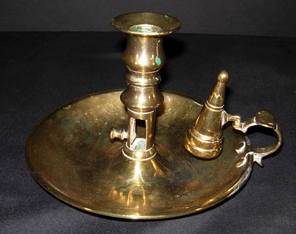 Accents  Vintage Brass Chamberstick Candle Holder Thumb Rest