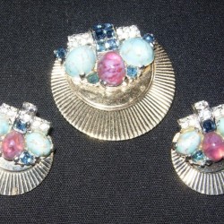 Clip earrings and brooch
